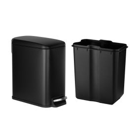 Slim Bathroom Trash Can, 11.4 x 5.71 x 10.7 Inch Small Bedroom Trashcan with Step Pedal & Soft Close Lid