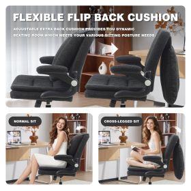 Ergonomic Office Chair with 2-in-1 Flip-Up Back, 25" Wide Seat, Airbag Lumbar Support, Flip-Up Armrests, Height Adjustable Towel Fabric Desk Chai