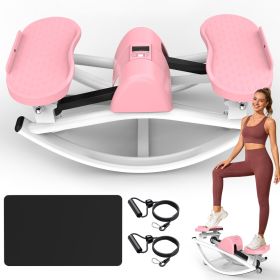 Lateral Stepper for Exercise-Rocking Stepper Machine with Resistance Bands & Anti-Slip Mat and LCD Monitor