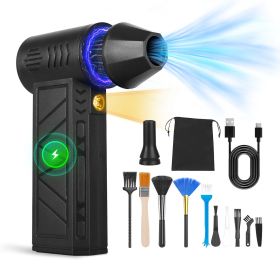 Compressed Air Duster with LED Light Up to 150000RPM Speed for PC Keyboard Cleaning High Speed Rechargeable Cordless Air Blower with 4 Speeds for