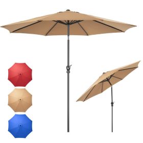 9FT Outdoor Patio Umbrella Outdoor Table Umbrella with Push Button Tilt and Crank, Market Umbrella 8 Sturdy Ribs UV Protection Waterproof for Gar