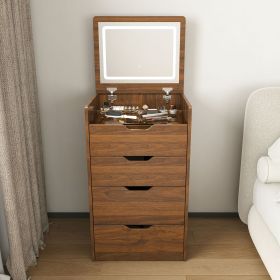 3-in-1 Vanity Desk with Lighted Mirror & Stool, Flip Top Makeup Dressing Table, Compact Storage for Bedroom, Bathroom, Dressing Room