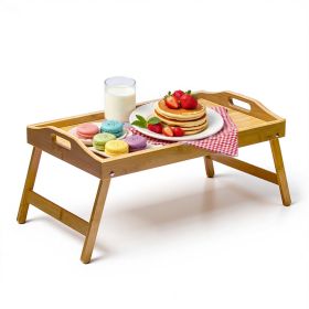 Bed Tray Table, Breakfast Tray with Folding Legs and Handles, Multipurpose Laptop Desk, Bamboo Serving for Kitchen, Sofa, Bedroom