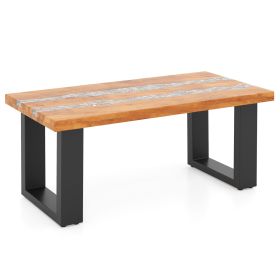 Teak Wood Patio Table with River Feel Epoxy Tabletop