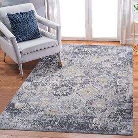 PAYAS Collection 6X9 Grey / Blue / Traditional Area Rug