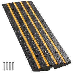 Car Driveway Rubber Curb Ramp, 33069 lbs Load Capacity, 2.6 inch Rise Curbside Bridge Ramp with Yellow Reflective Strips, Suitable for Loading Do