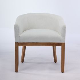 Mid Century Modern Upholstered Barrel Dining Chairs with Arms,Farmhouse Linen Kitchen & Dining Room Chairs with Natural Hardwood Frame