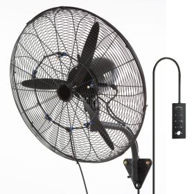 Wall-Mount Misting Fan, 24 Inch, 3-speed High Velocity Max. 7000 CFM, Waterproof Oscillating Industrial Wall Fan