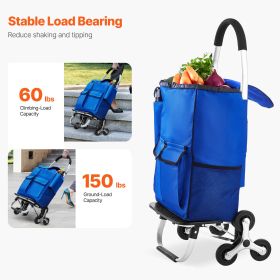 Stair Climber Trolley Dolly, 36L Folding Shopping Cart, Grocery Cart Trolley Laundry Stair Climbing Handcart with 6 Wheels & Oxford Cloth Bag