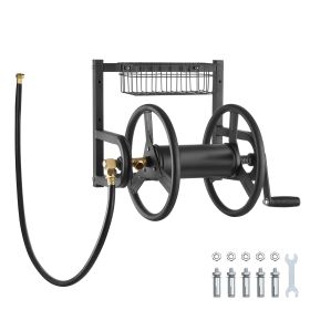 Wall Mounted Garden Hose Reel, Holds 125 ft 5/8-inch Hose, Heavy-Duty Water Hose Winder, Space-Saving Design