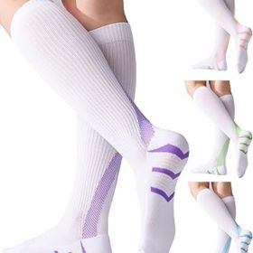 4 Pairs Compression Socks For Women 20-30mmHg Graduated Compression Circulation Support Socks For Running Athletic (Color: White Mix   Small-Medium)