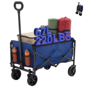 Foldable trolley, with wheels, foldable, large capacity, 330 pounds, multi-functional trolley, heavy-duty design, with elastic handles (Color: blue/5in)