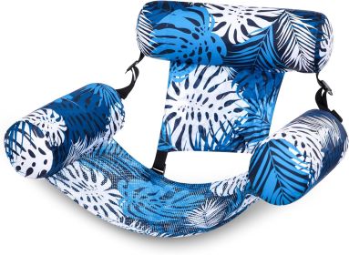 Pool Floats Chairs Adult,Inflatable Pool Lounge,Plant Pattern Floating Mat Hammock,Blow up Water Chairs Noodles rafts for Party Summer Water Beac (Style: Blue leaves)