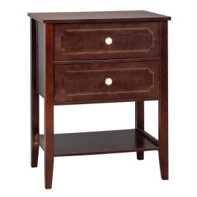 Wood Nightstand End Side Table with 2 Drawer for Living Room, Bedroom (Color: as picture)
